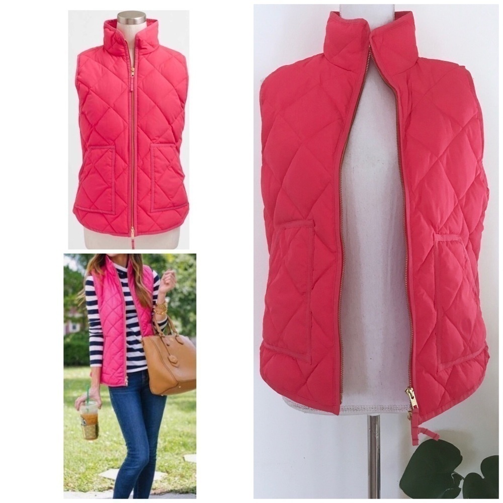 J. Crew Hot Pink Quilted Puffer Puff Vest Jacket S​​​​​